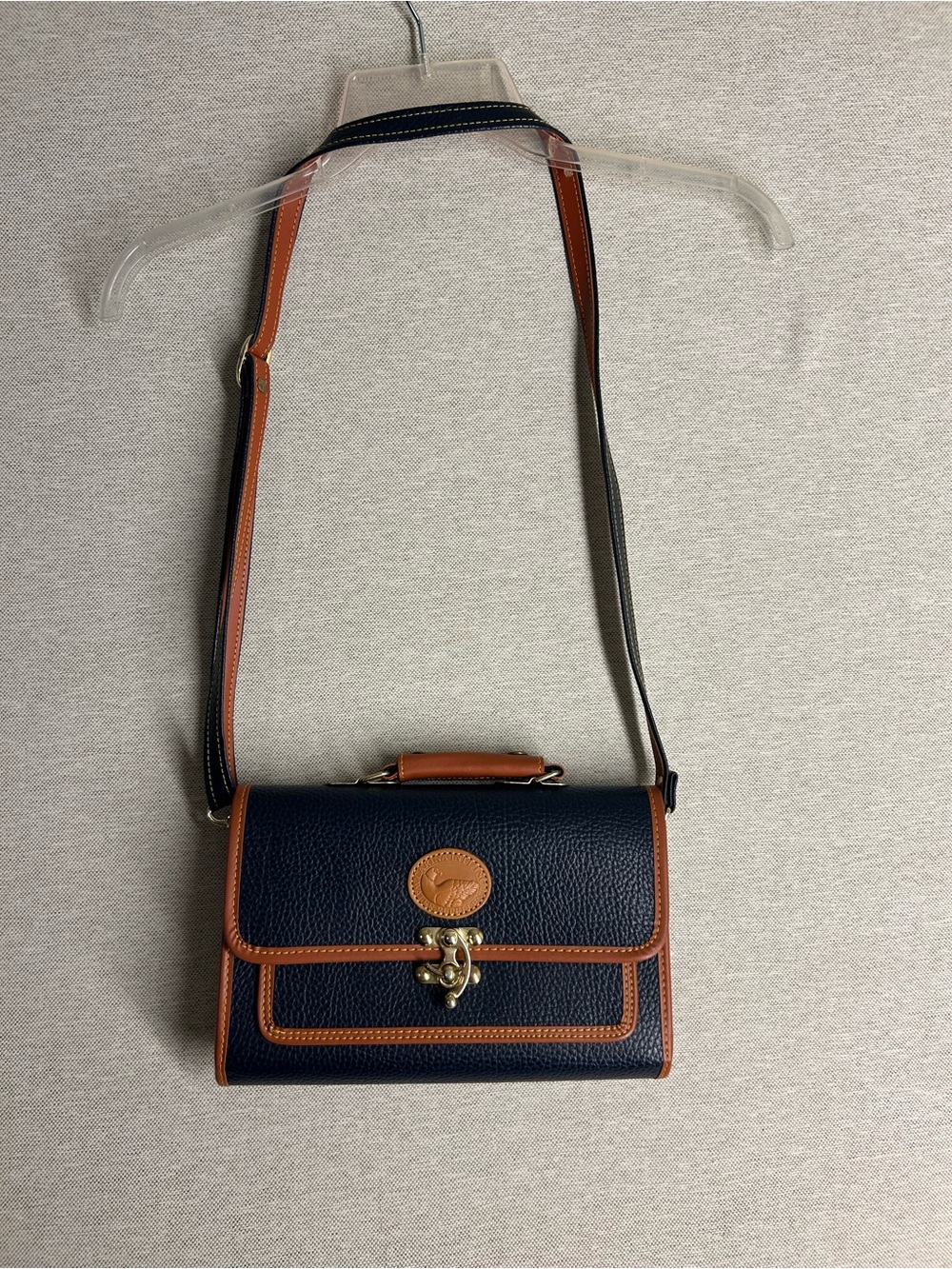 Classic Navy and Tan Women's Crossbody Satchel